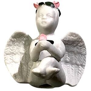 Vintage Porcelain Baby and Roses Cherub, 2-1/2"W x 2-1/2"H  x 1-3/4"D, NIB